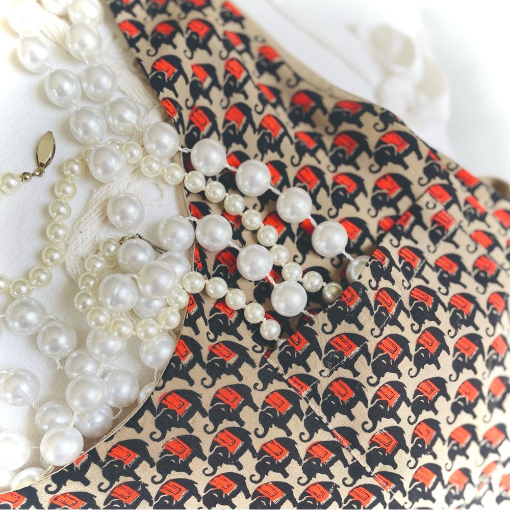 joie | S | Dawna Tan Silk Elephant Print Scoop Back Sleeveless Tank Shift Dress